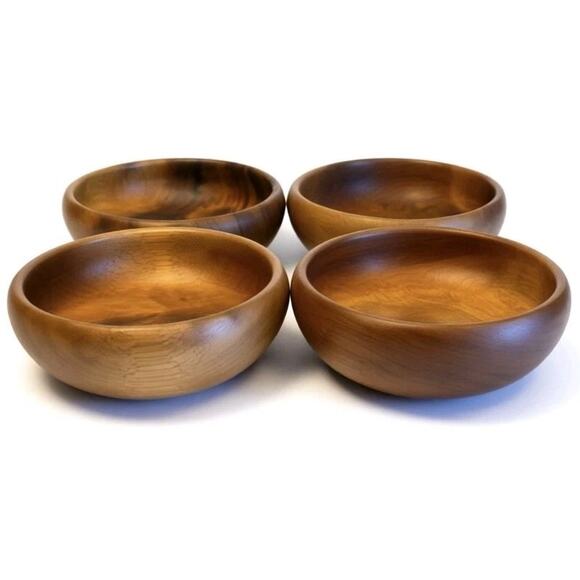 The House of Myrtlewood 6" Wooden Bowls Coos Bay Oregon USA Set of 4 EUC Handmad - Picture 15 of 15